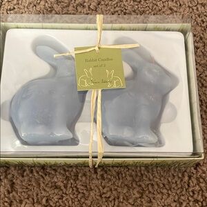 Anthropologie Set of 2 Blue Rabbit Candles NWT